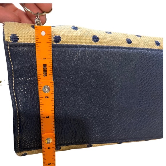 2/$15 ❄️ Rossetti Womens Polka Dot Tote Purse Blue Tan Crossbody Gold Hardware - Picture 7 of 9